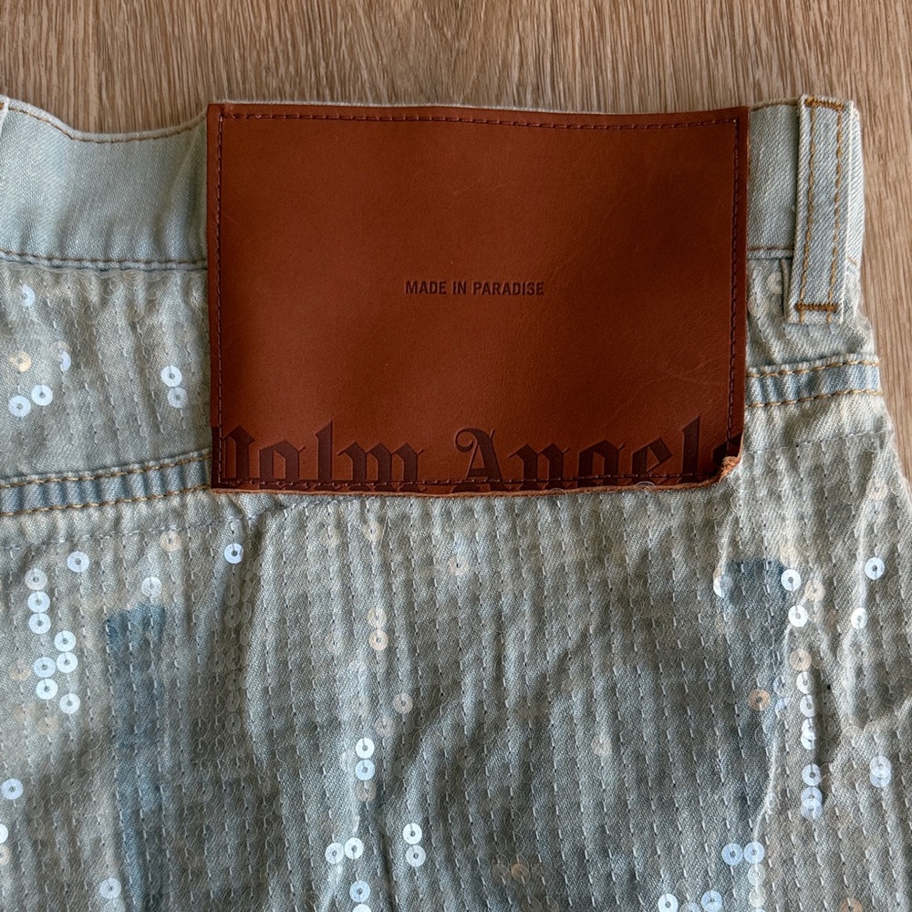 Palm Angels Light Gray Distressed Men's Jeans - Picture 13 of 14